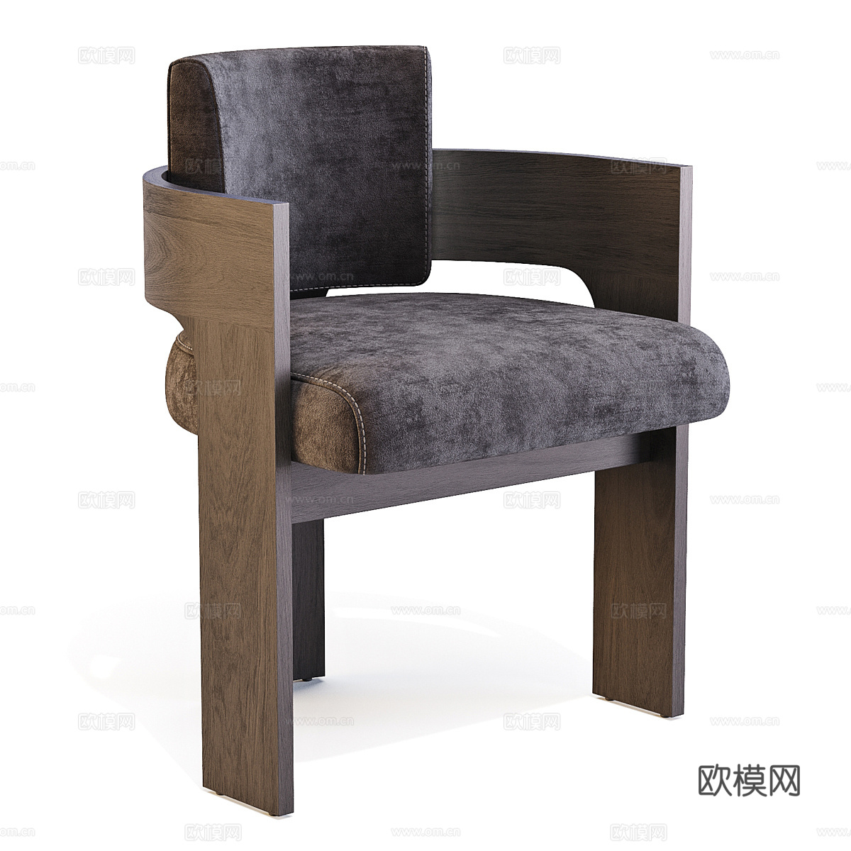 现代意式木质餐椅3d模型