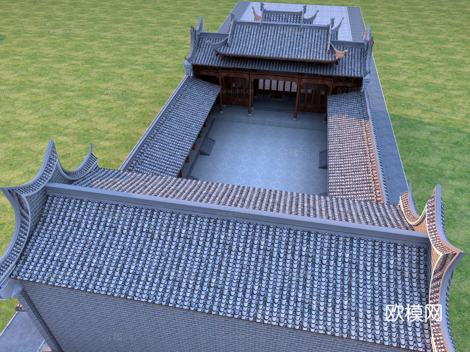 古建 四合院 祠堂 中式建筑 灰派 小镇3d模型