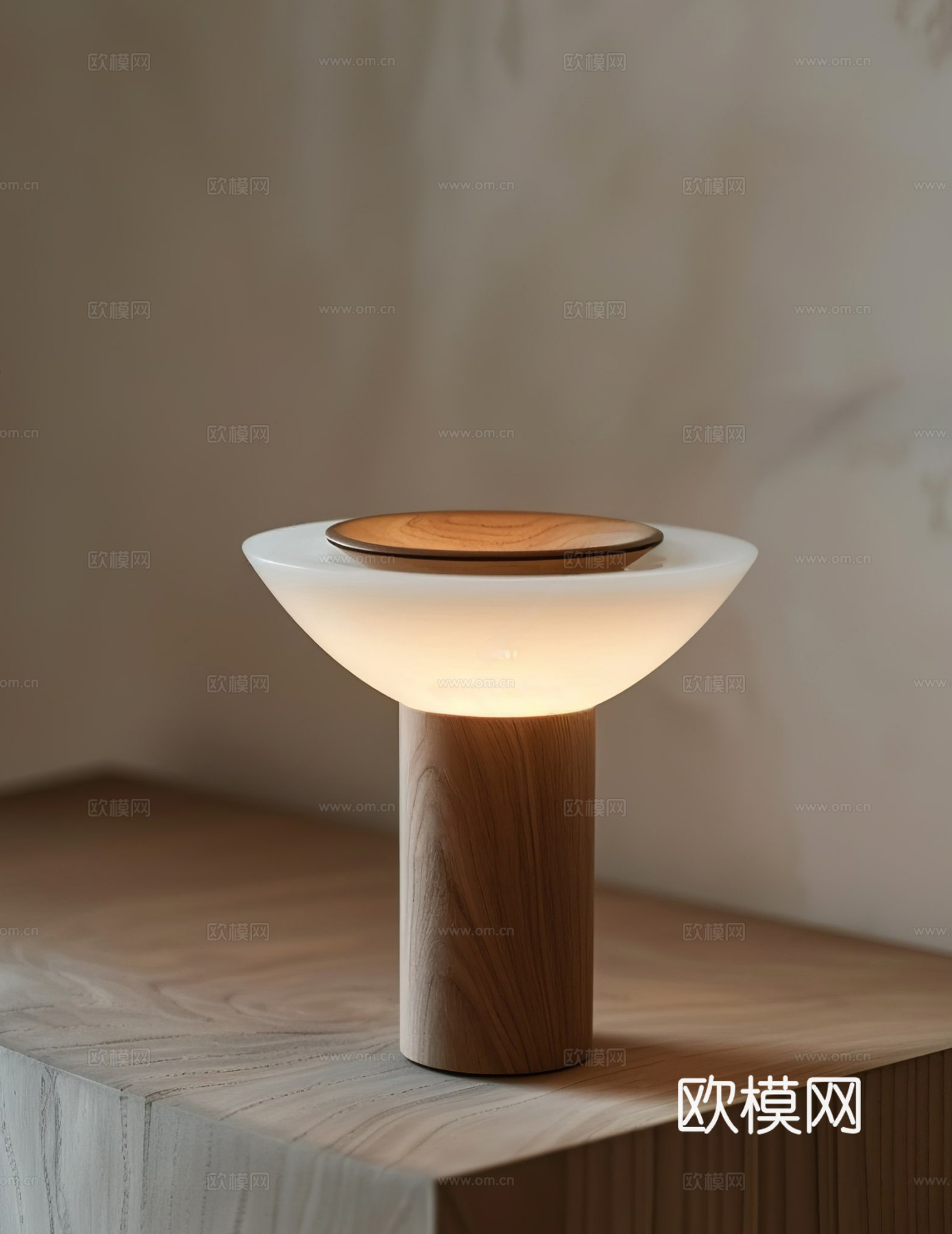 诧寂台灯 诧寂台灯 木质台灯 胡桃木灯具 玻璃台灯3d模型