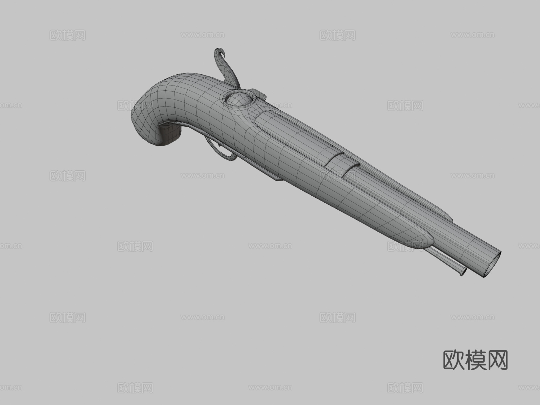 风格化燧发手枪3d模型