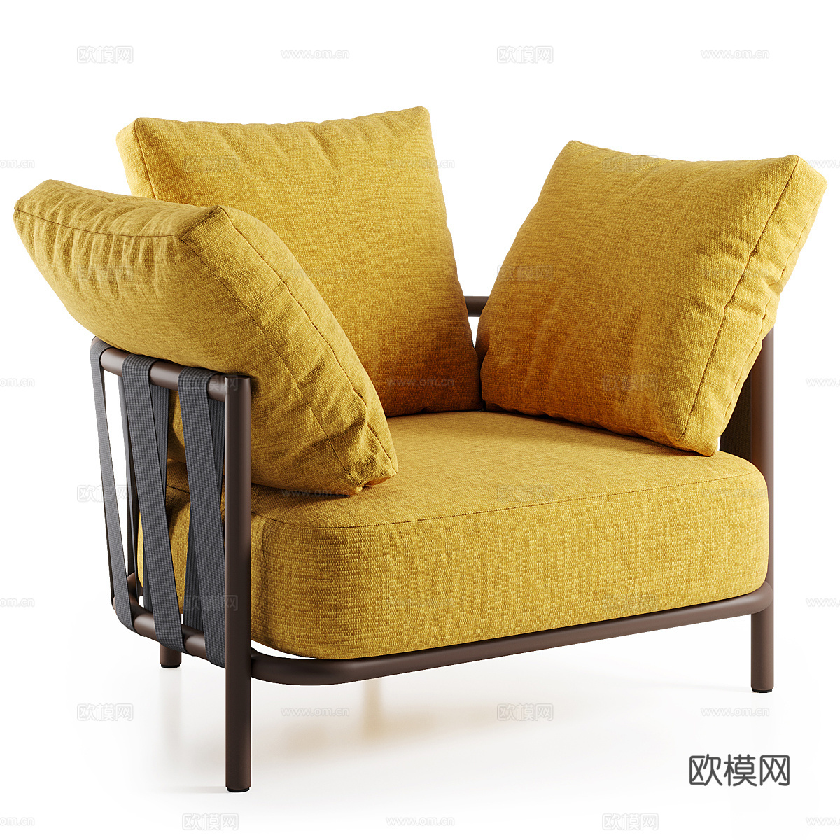 现代意式布艺沙发椅3d模型