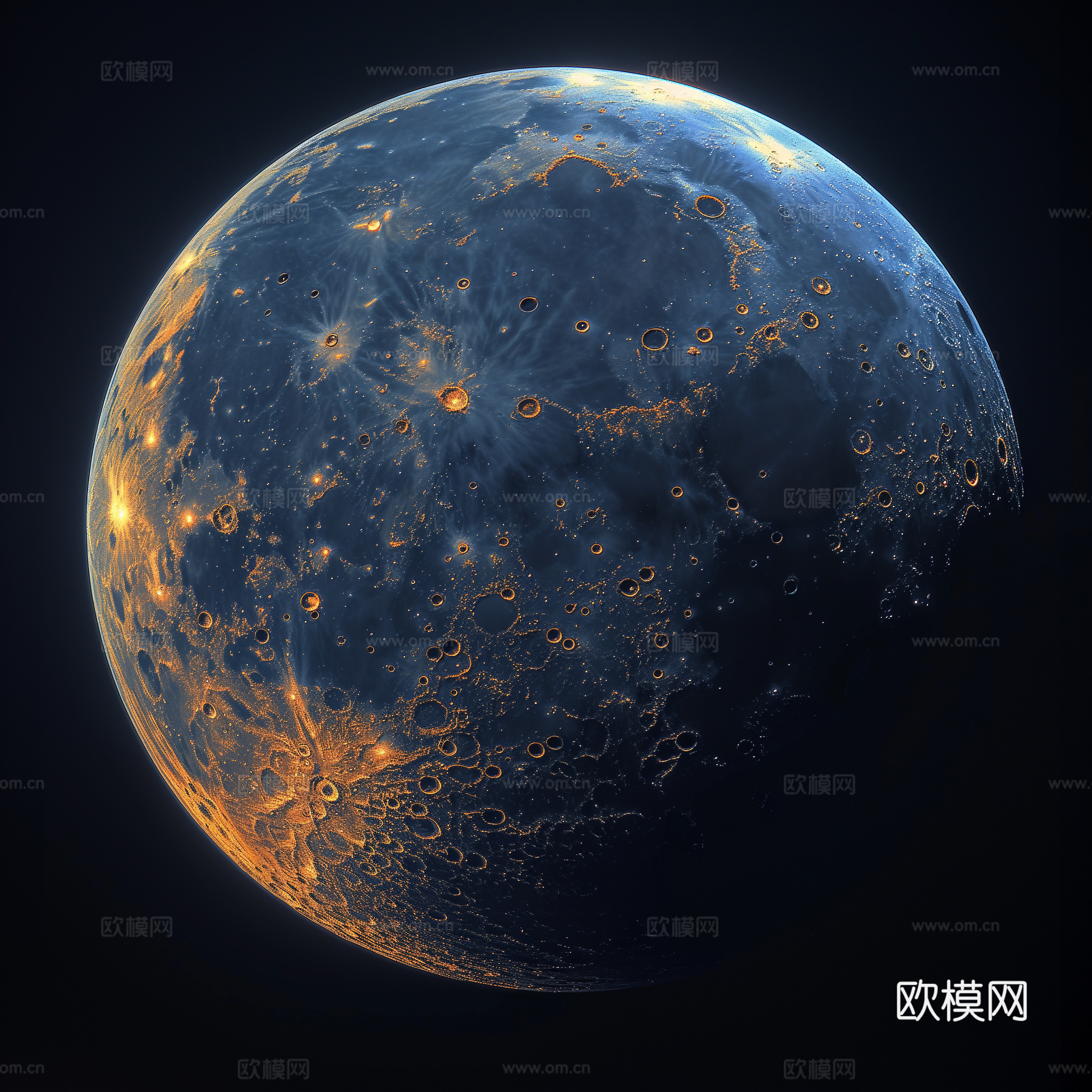 月球灯星球月亮陨石表表面