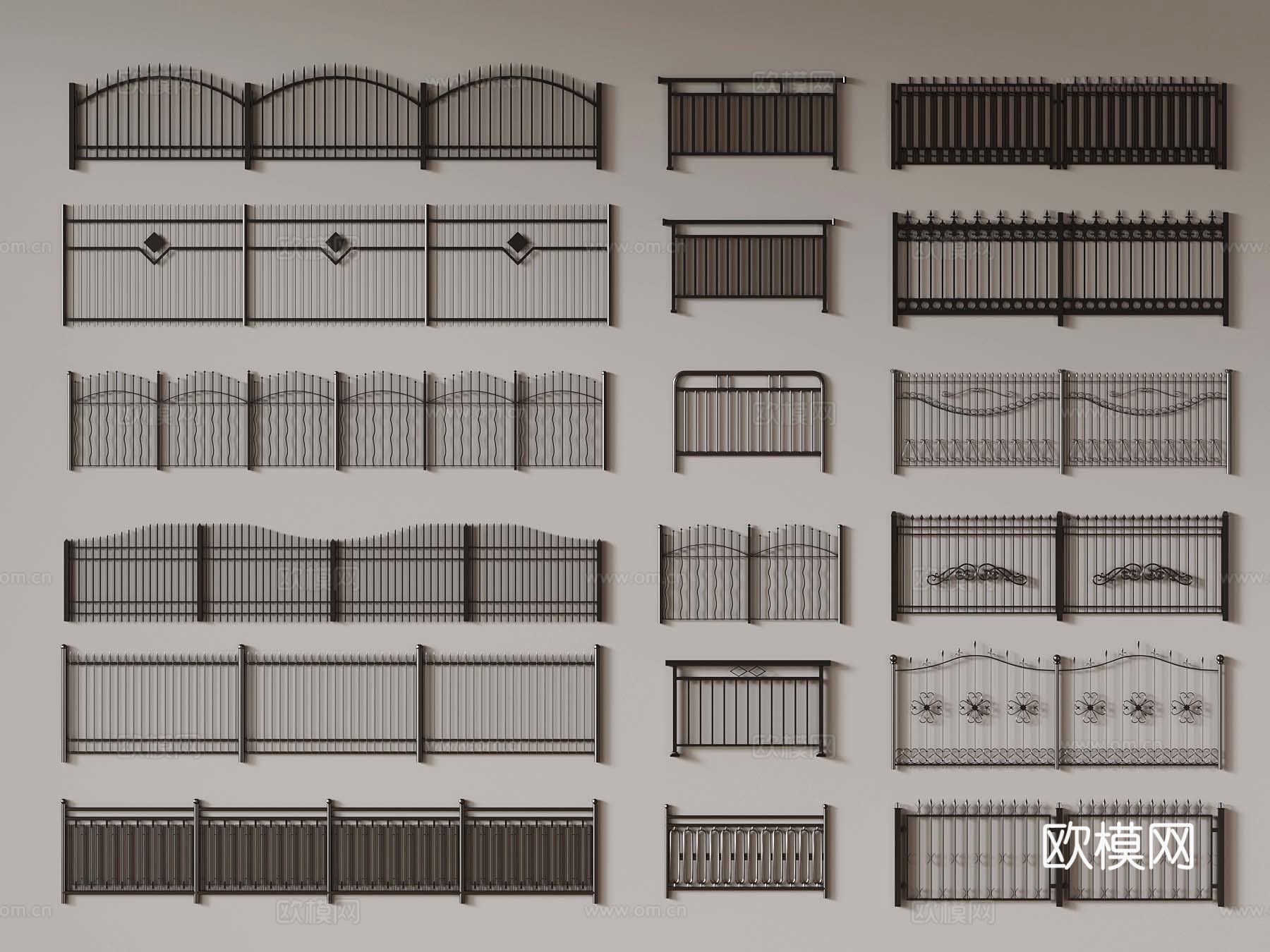 现代栏杆 栅栏  围栏 防护栏3d模型