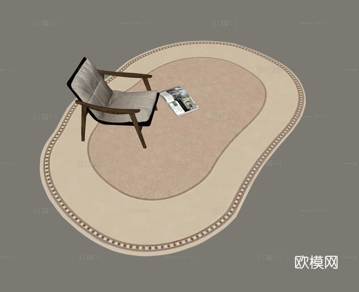 现代侘寂异形地毯su模型