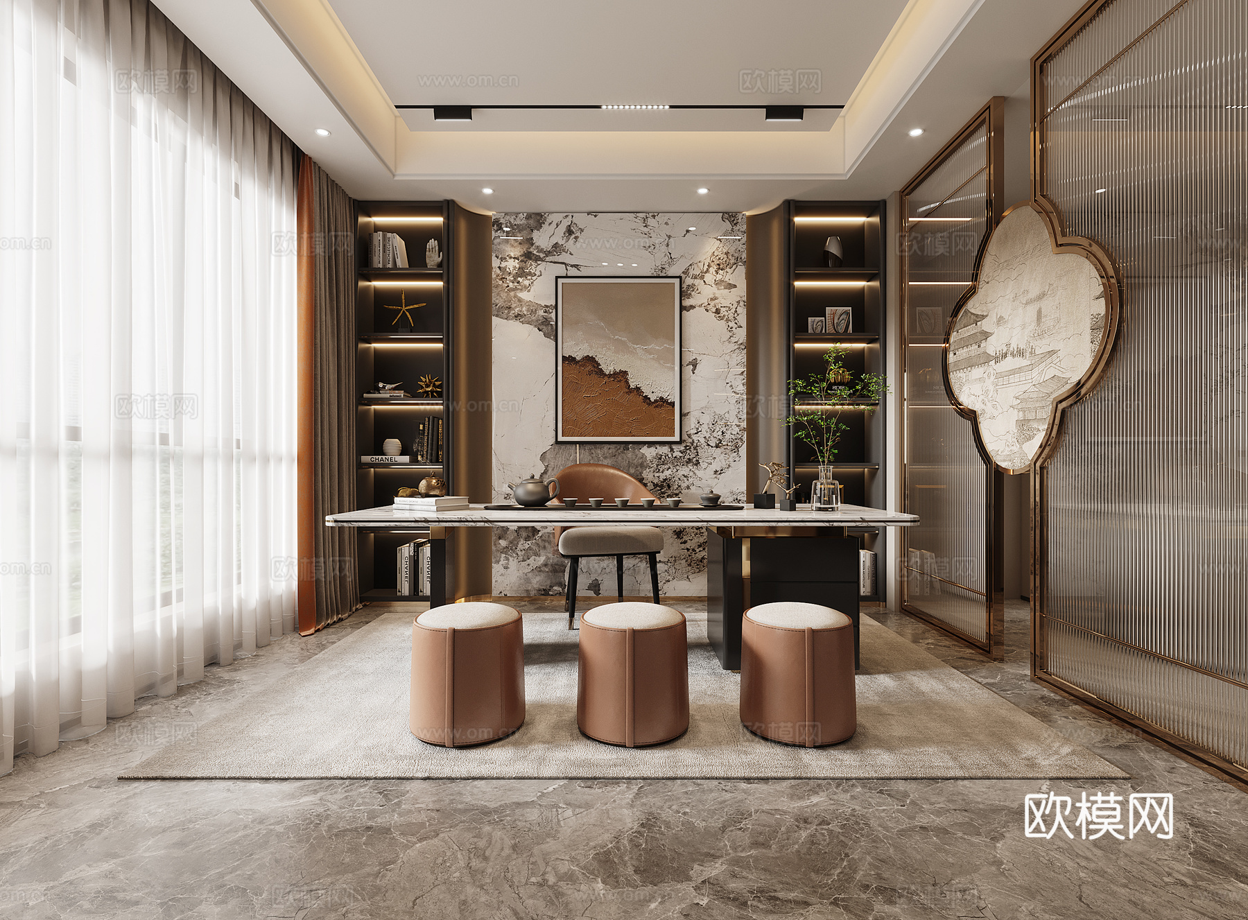 现代 客厅 极简    沙发  装饰画3d模型