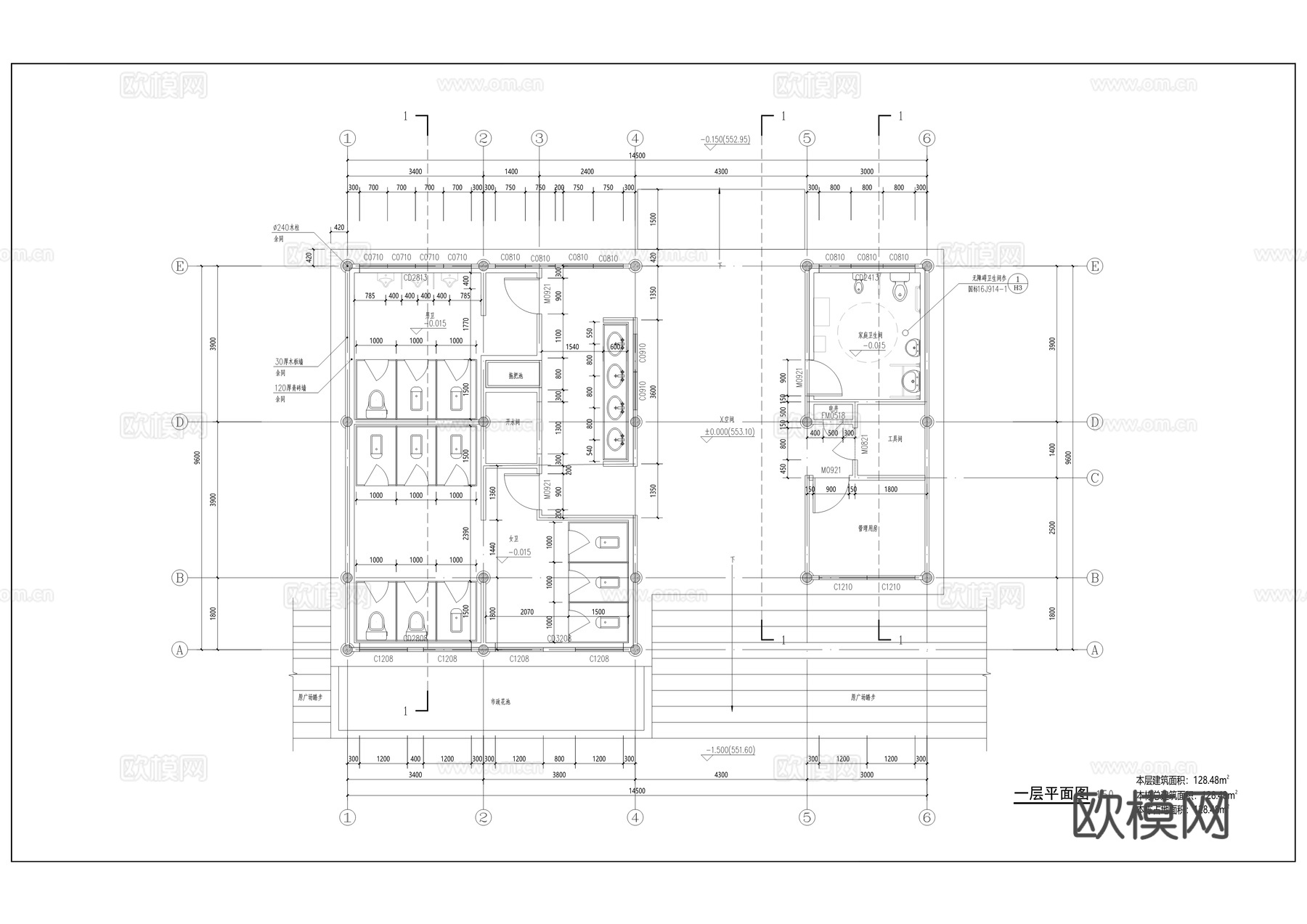 十二个文旅古建公厕建筑施工图（t3版）cad施工图
