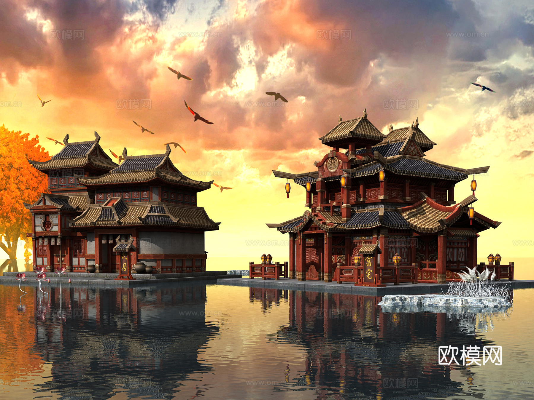 古建 中式建筑 阁楼 仙境3d模型
