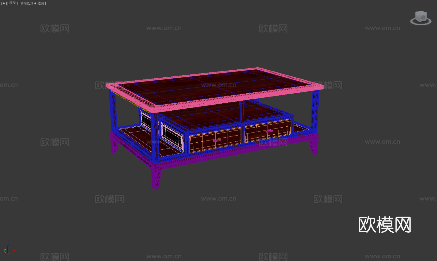 新中式客厅茶几 实木红木3d模型