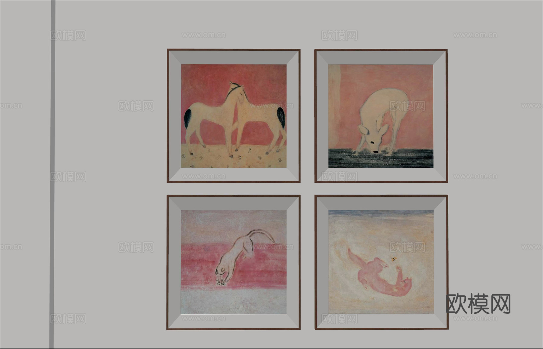 现代极简装饰画 侘寂中古风挂画 奶油风装饰画 意式挂画 黑白su模型