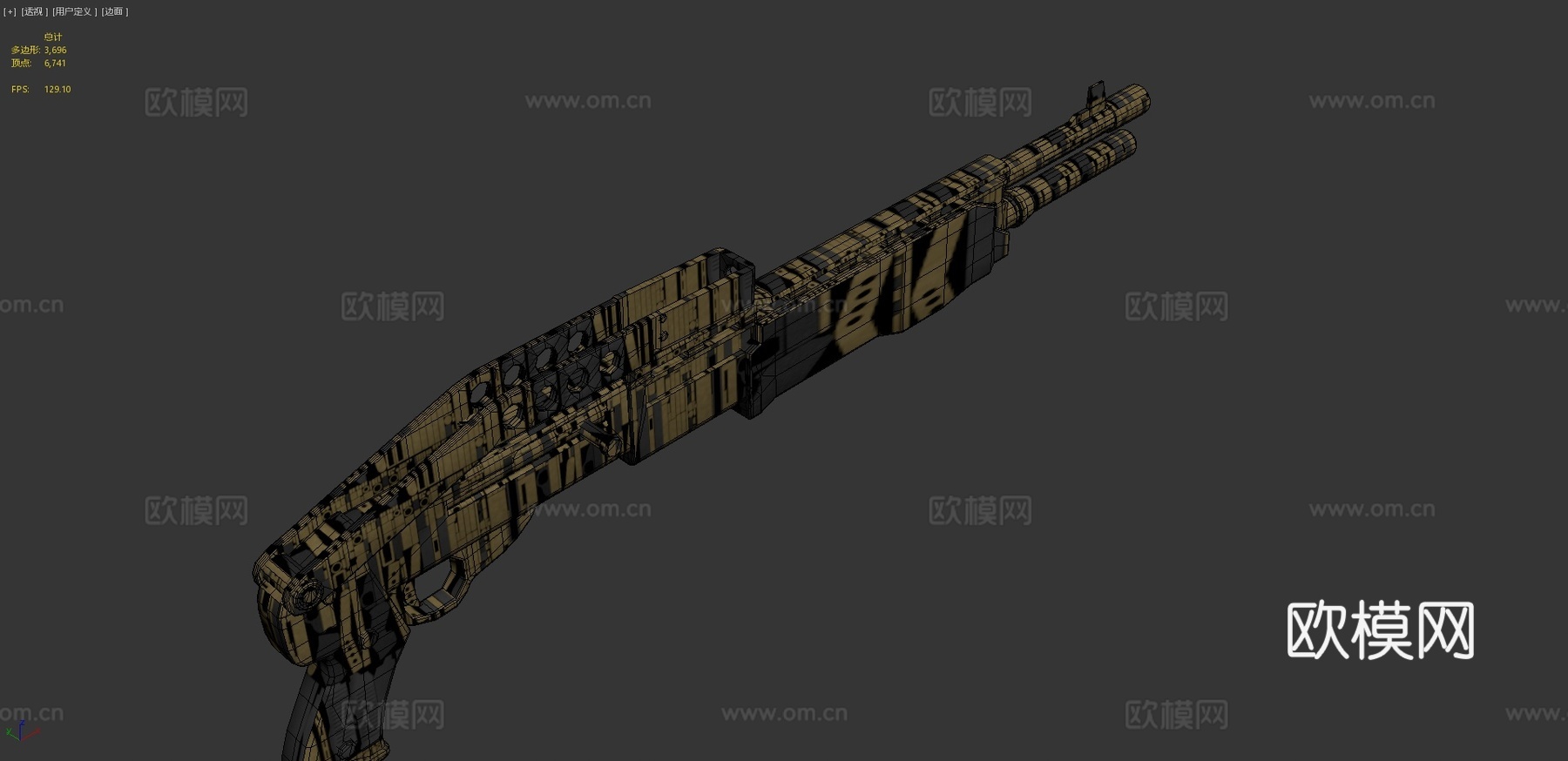 简易黄金霰弹枪3d模型