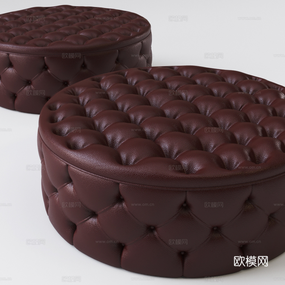 现代意式皮革沙发凳3d模型