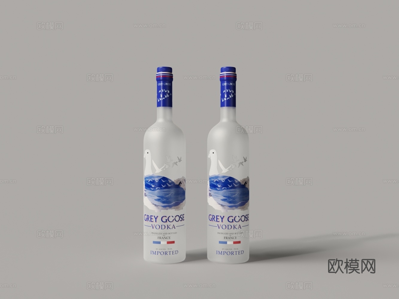 现代白色磨砂玻璃酒瓶 酒水3d模型