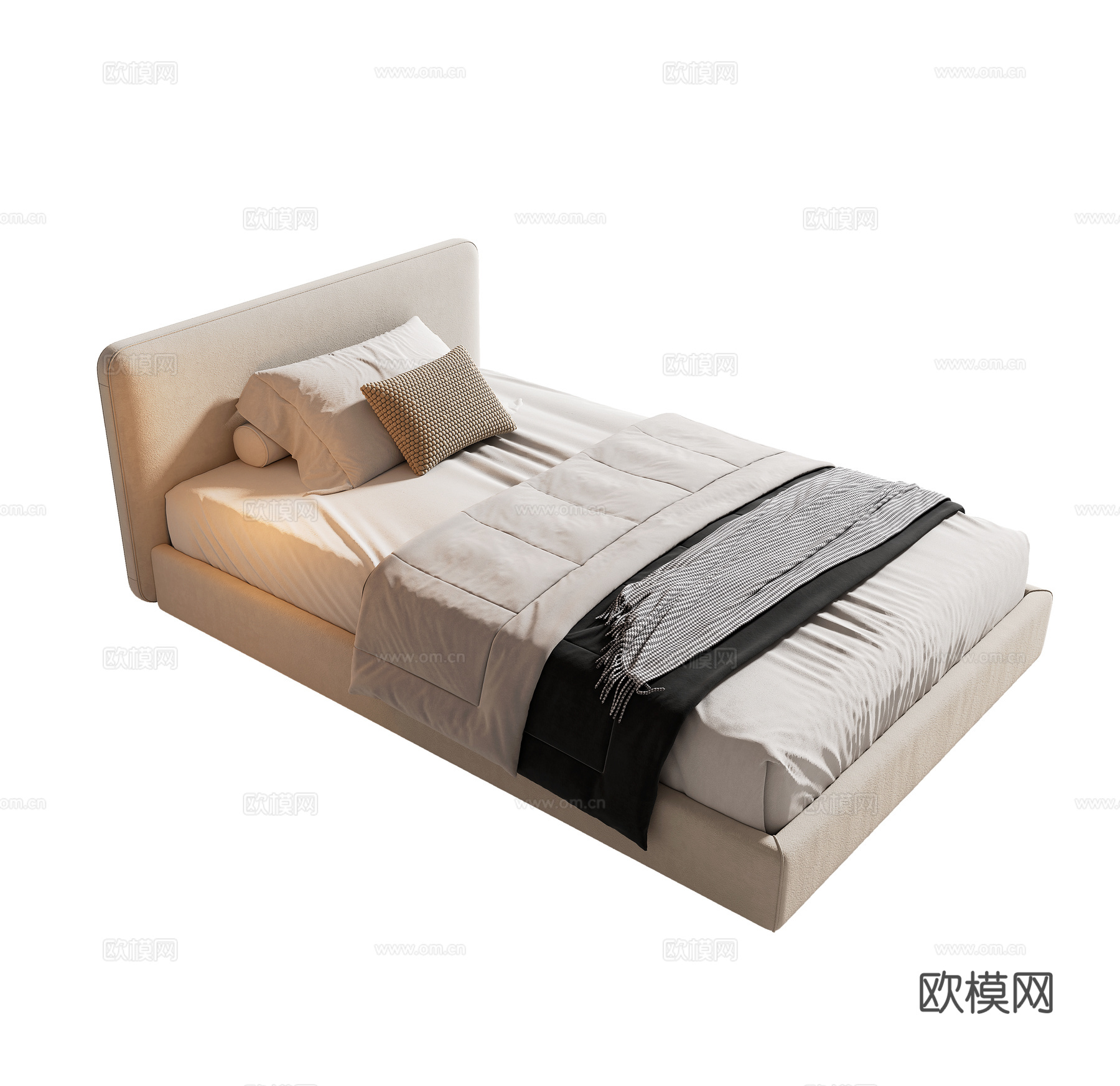 现代单人床3d模型