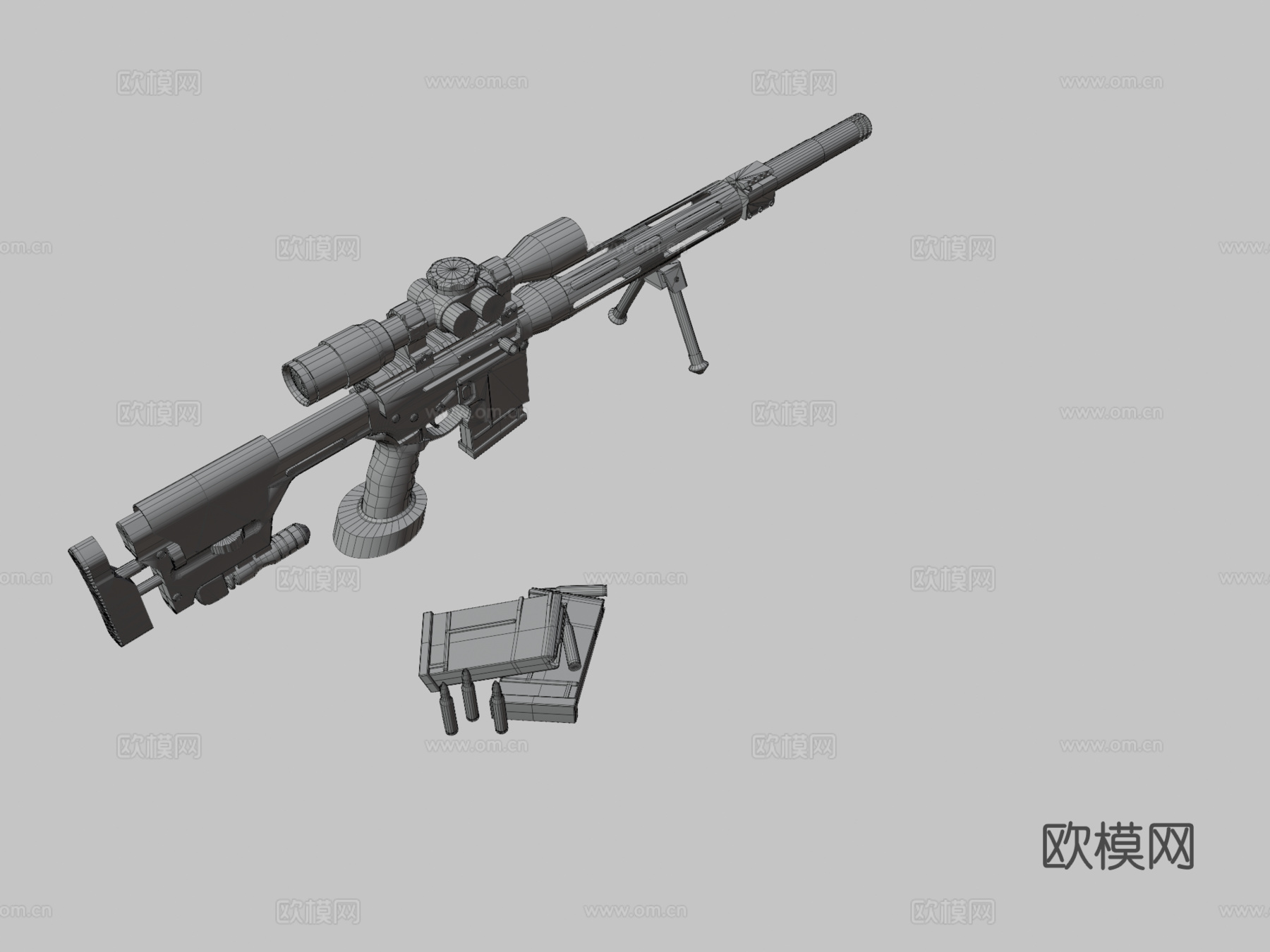 AR-15狙击步枪3d模型