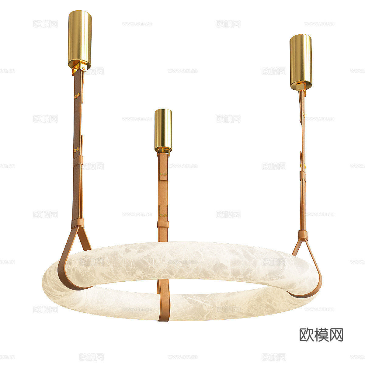 现代意式墙饰皮革装饰吊灯3d模型