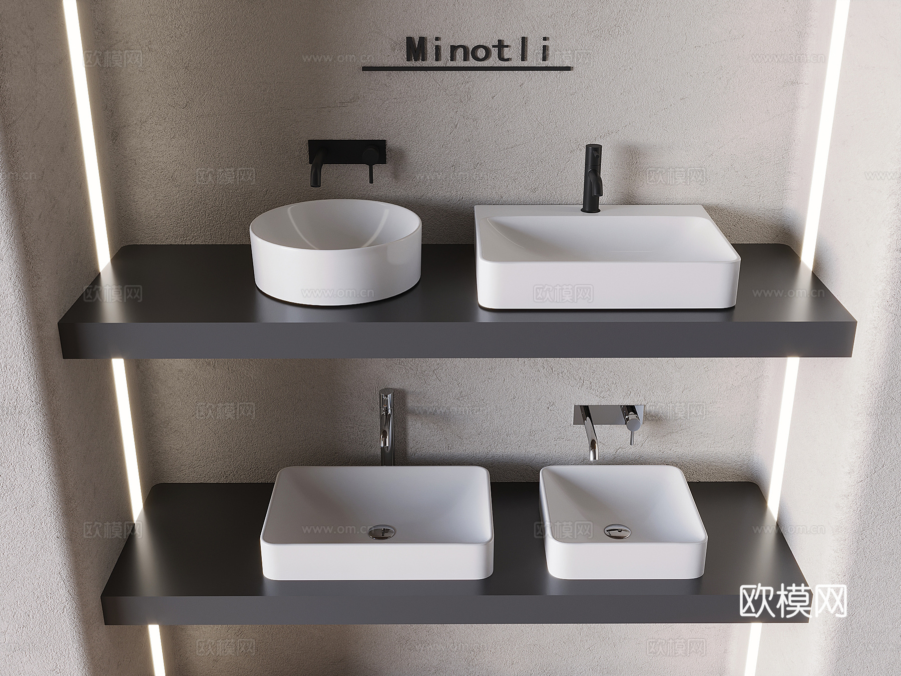 陶瓷台盆台上盆 洗手洗脸盆水槽 水龙头3d模型
