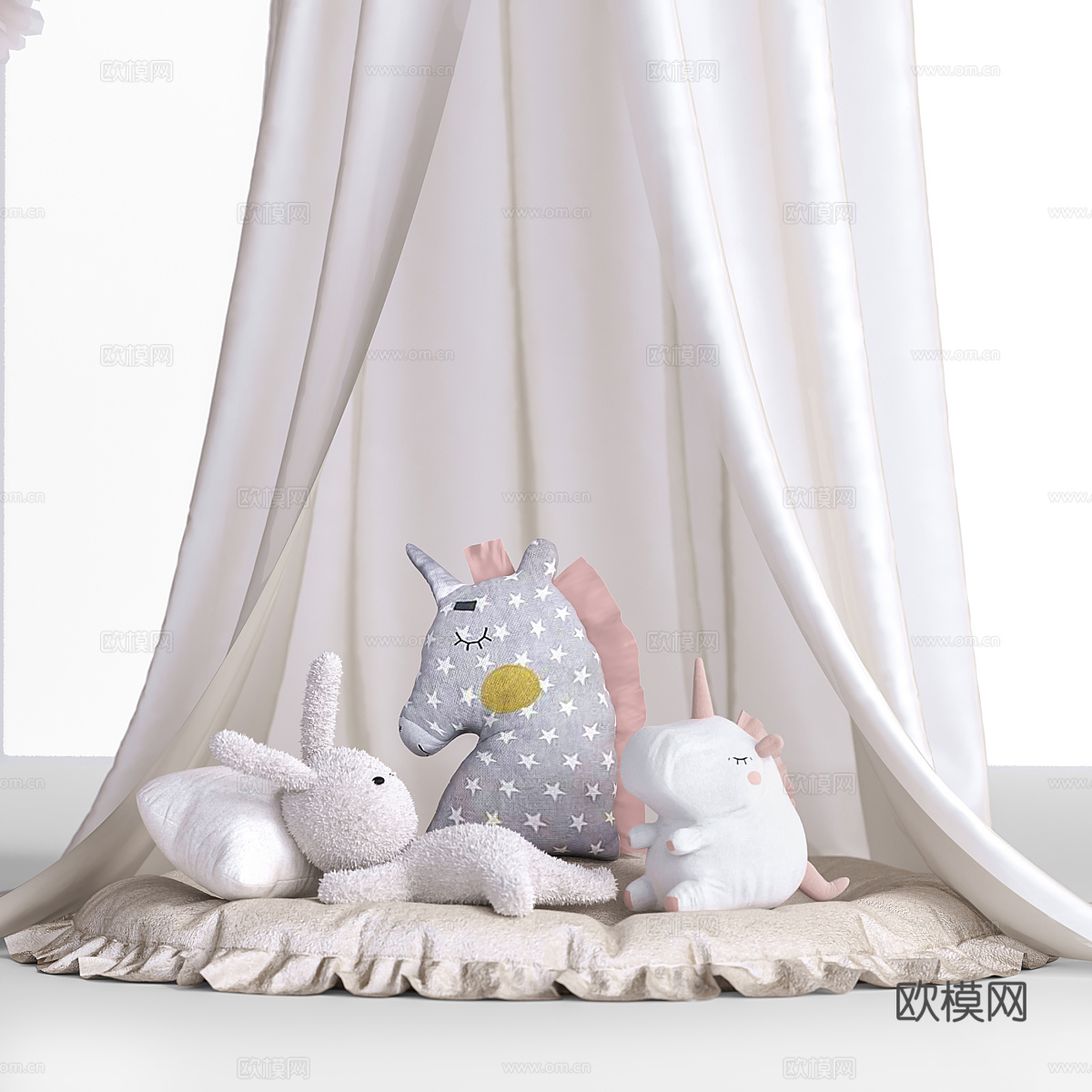 现代奶油风儿童帐篷 儿童饰品 儿童玩具 儿童家具3d模型