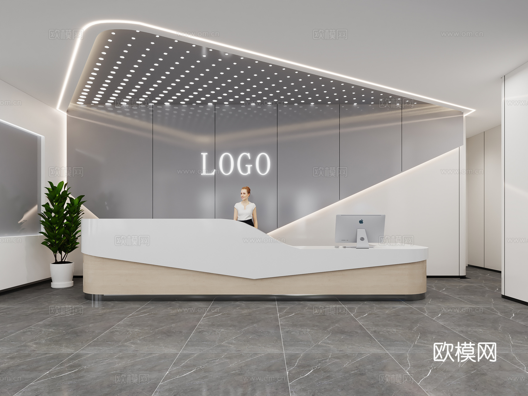 前台接待台 企业背景墙 公司背景墙  公司形象墙3d模型