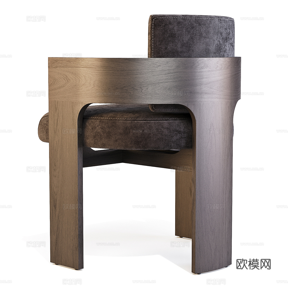 现代意式木质餐椅3d模型