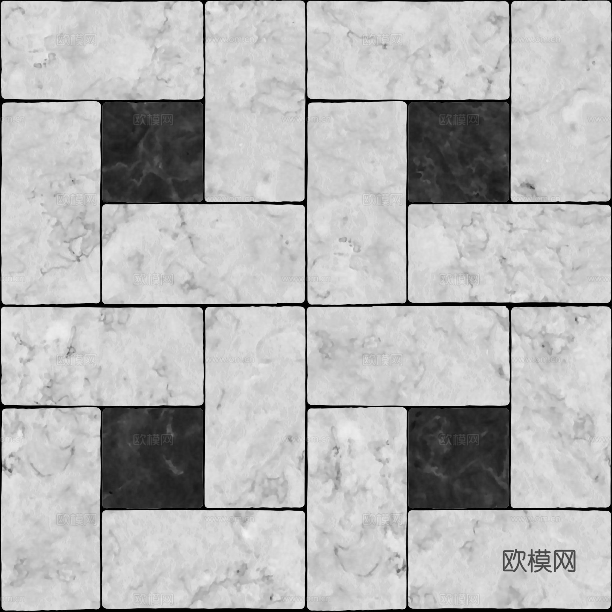 黑白拼花广场砖贴图