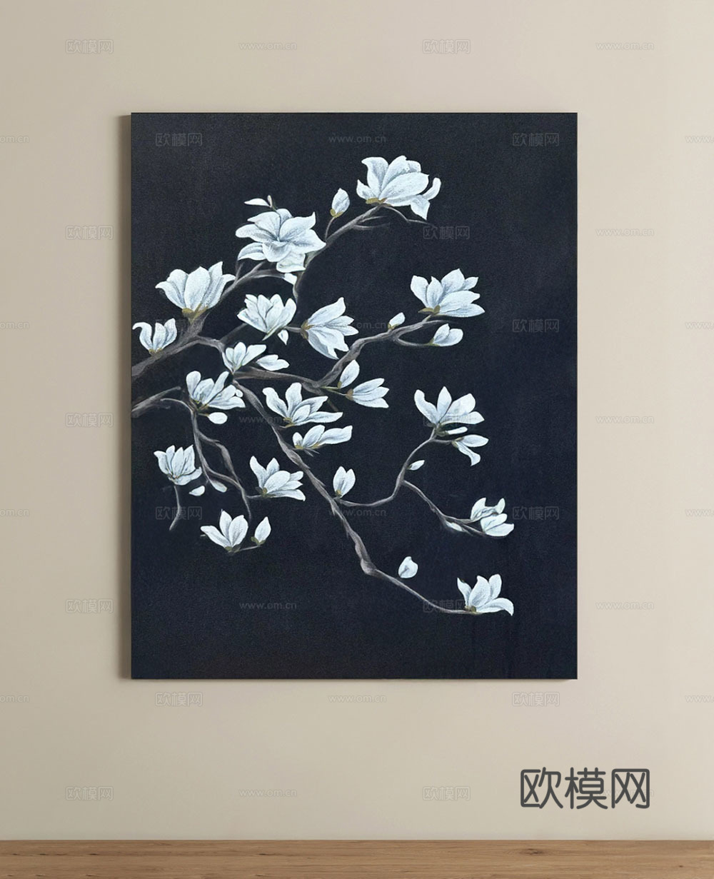 新中式法式侘寂风装饰画su模型