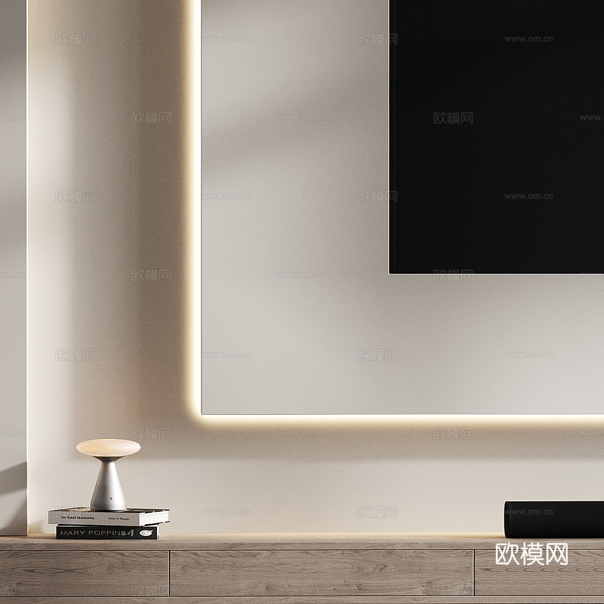 现代极简电视背景墙3d模型