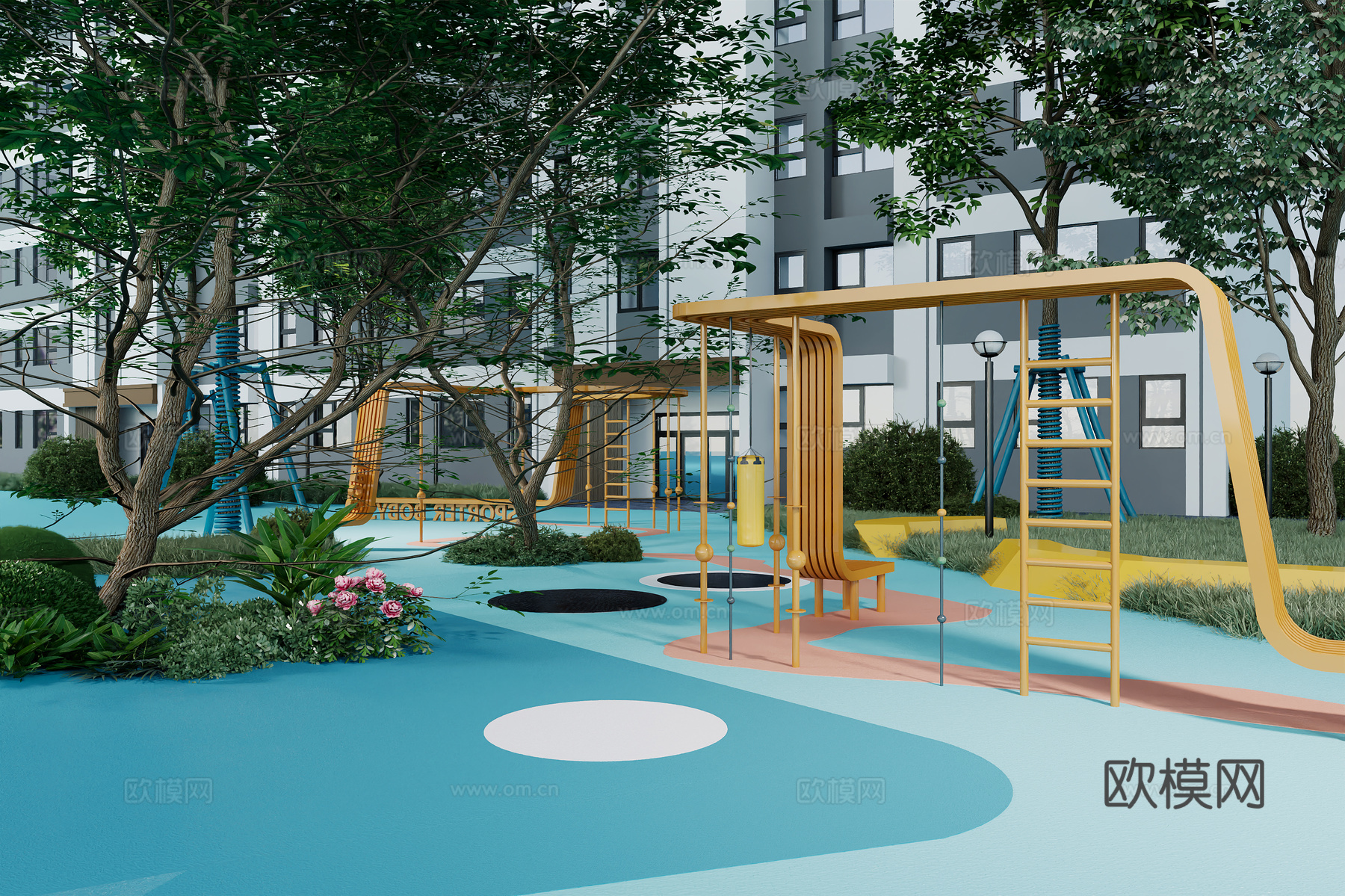 现代小区健身广场3d模型