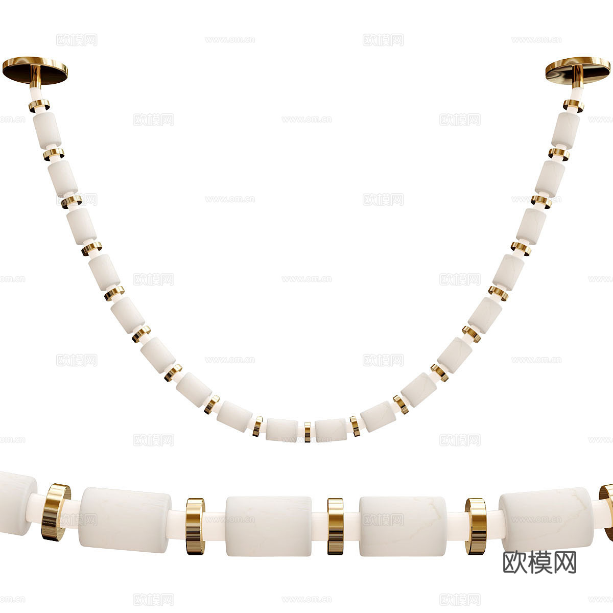 现代意式轻奢带状装饰吊灯3d模型