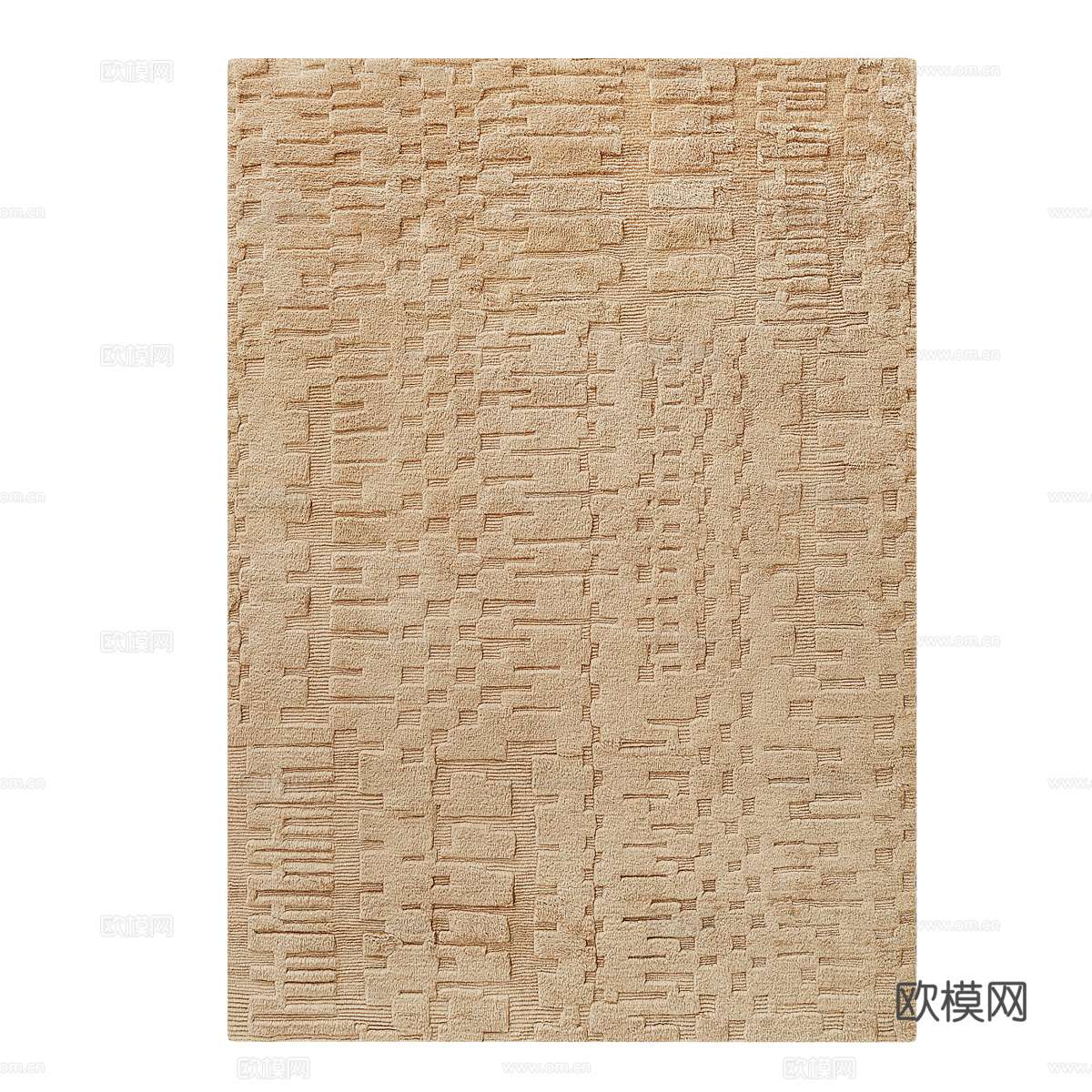 新中式侘寂藤编布艺地毯3d模型
