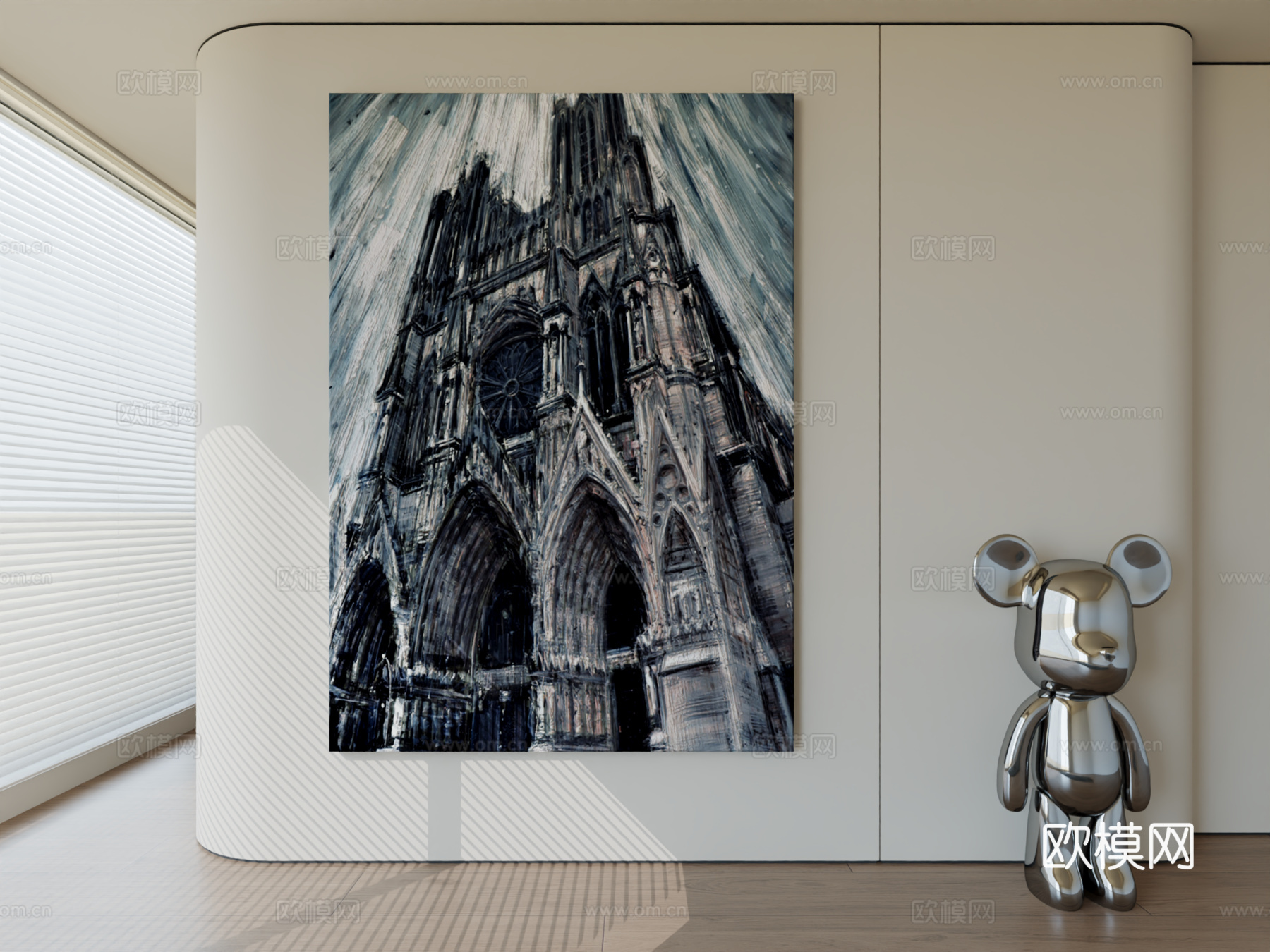 现代极简挂画抽象艺术挂画3d模型