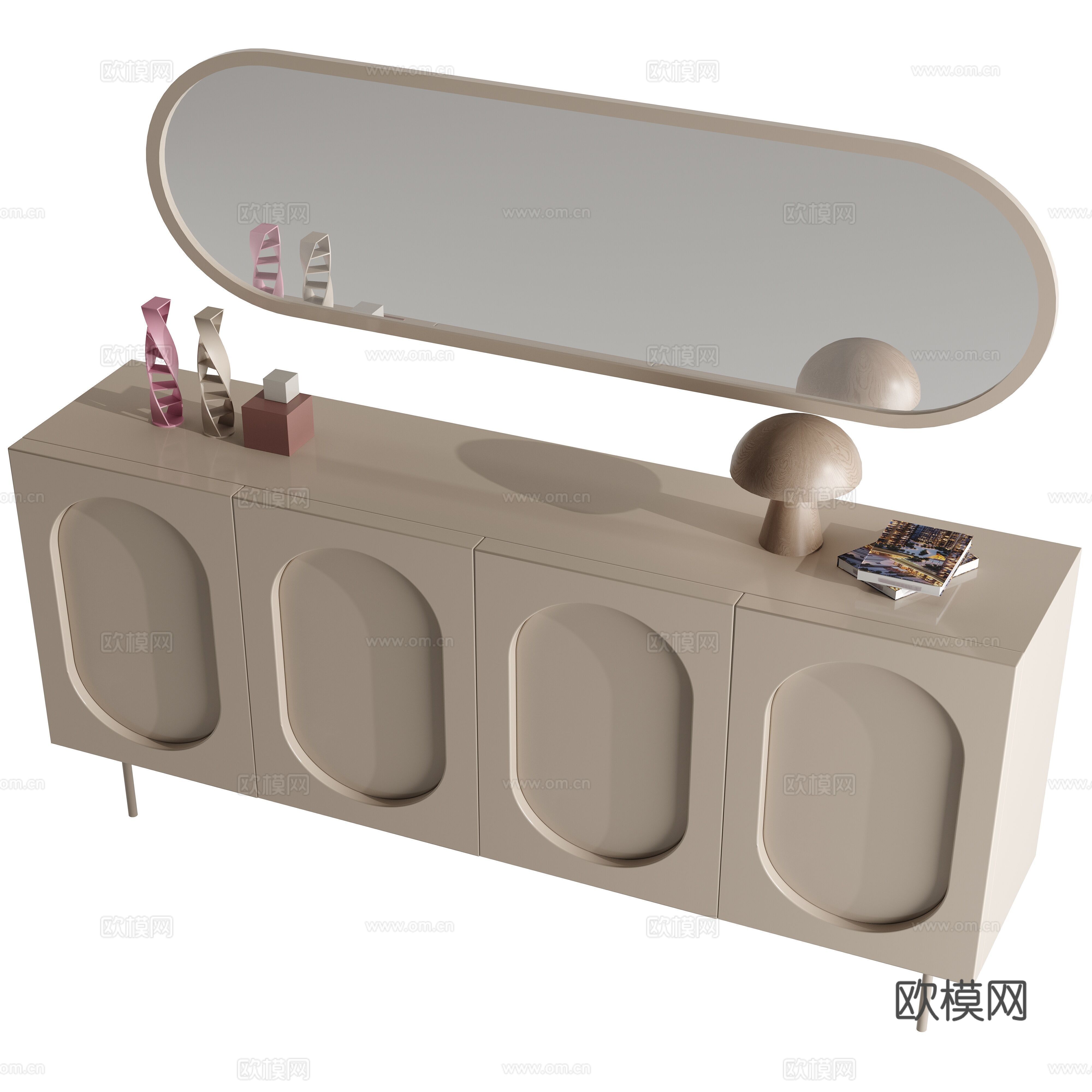 现代奶油侘寂电视柜3d模型