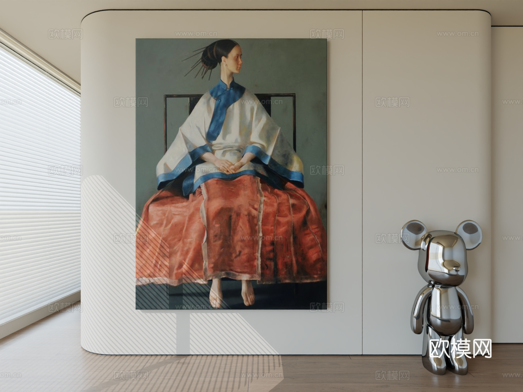 现代极简挂画抽象艺术挂画3d模型