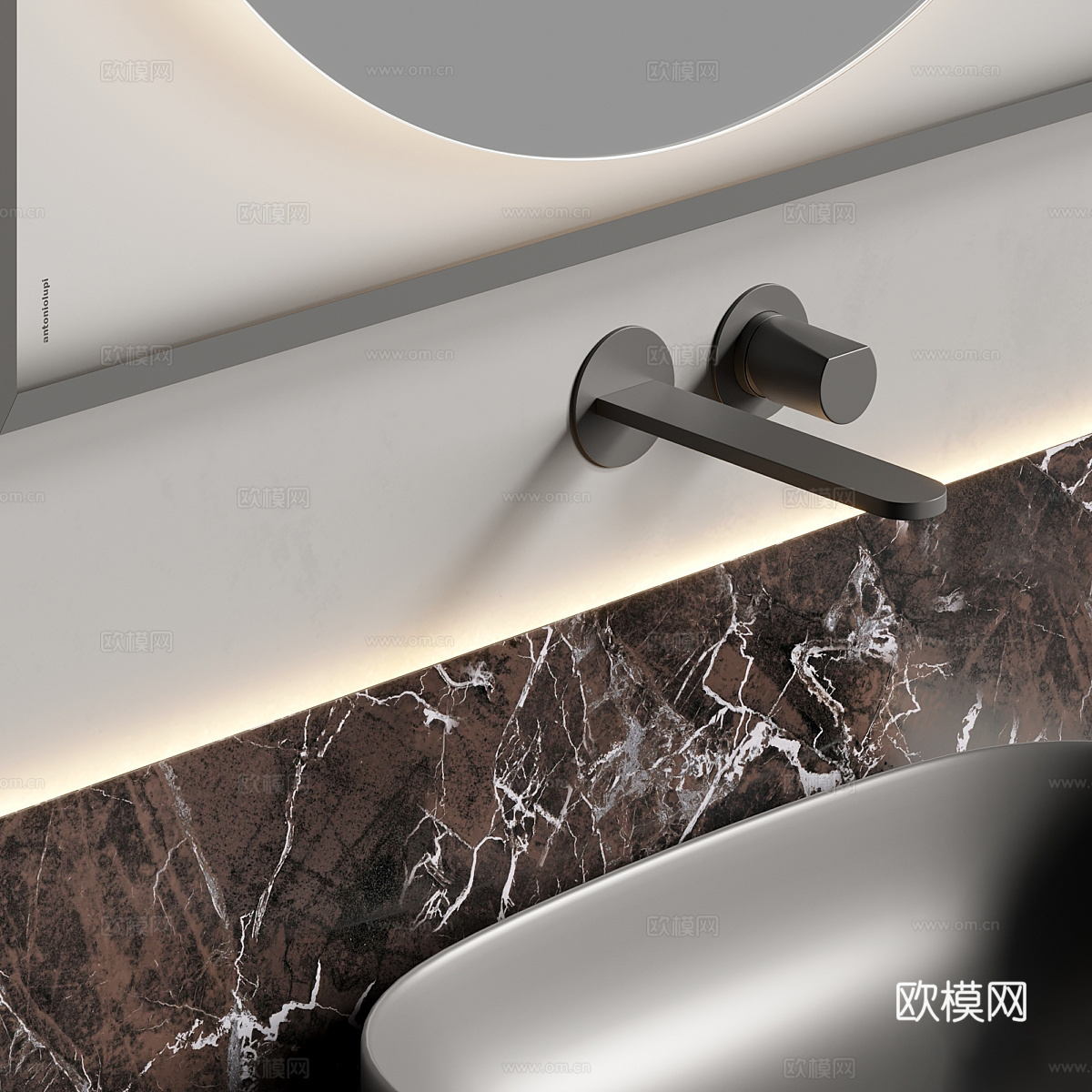 现代意式轻奢浴室柜3d模型