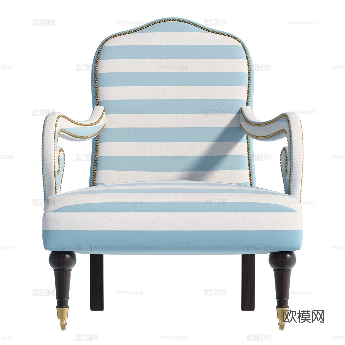 美式简约布艺扶手椅3d模型