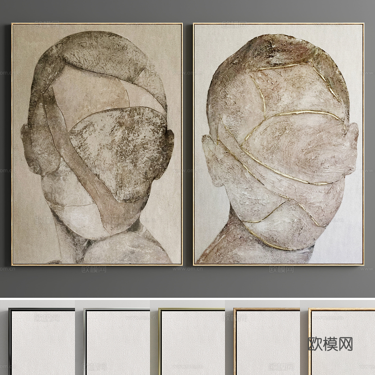 现代意式抽象艺术挂画3d模型