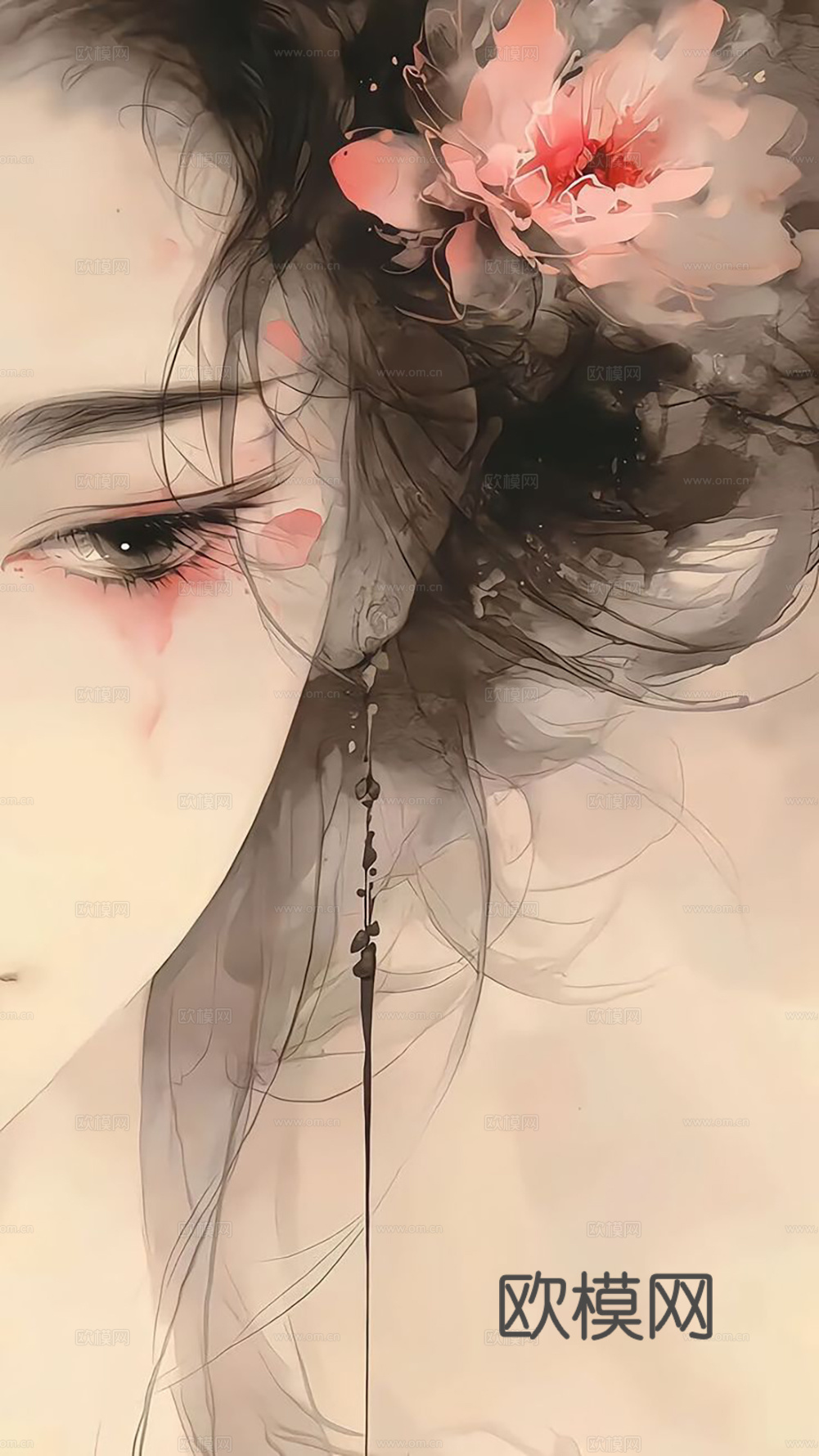 中古复古新中式美女挂画  抽象画 艺术画下载