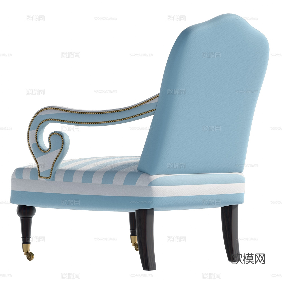 美式简约布艺扶手椅3d模型