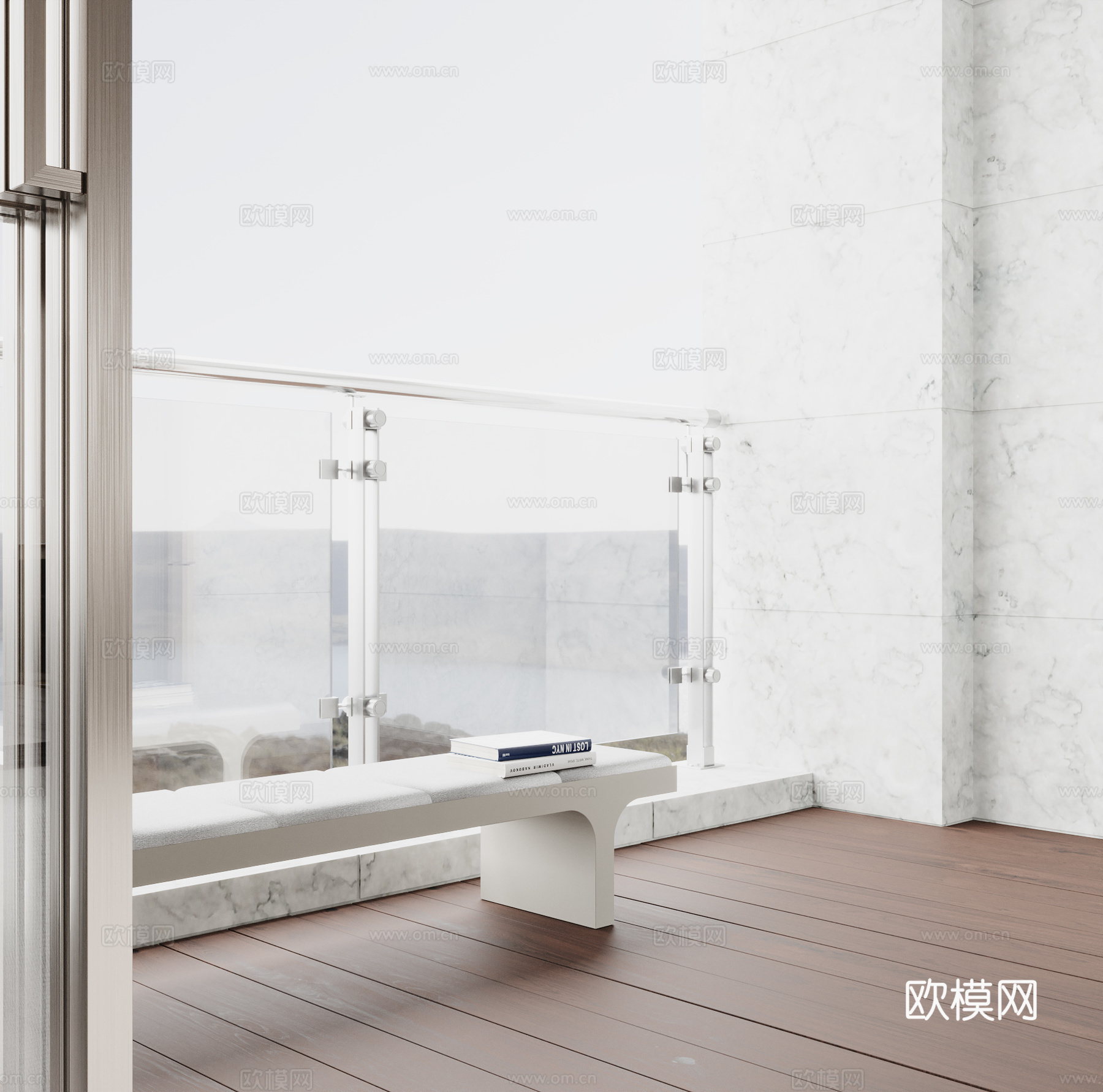 现代阳台过道3d模型