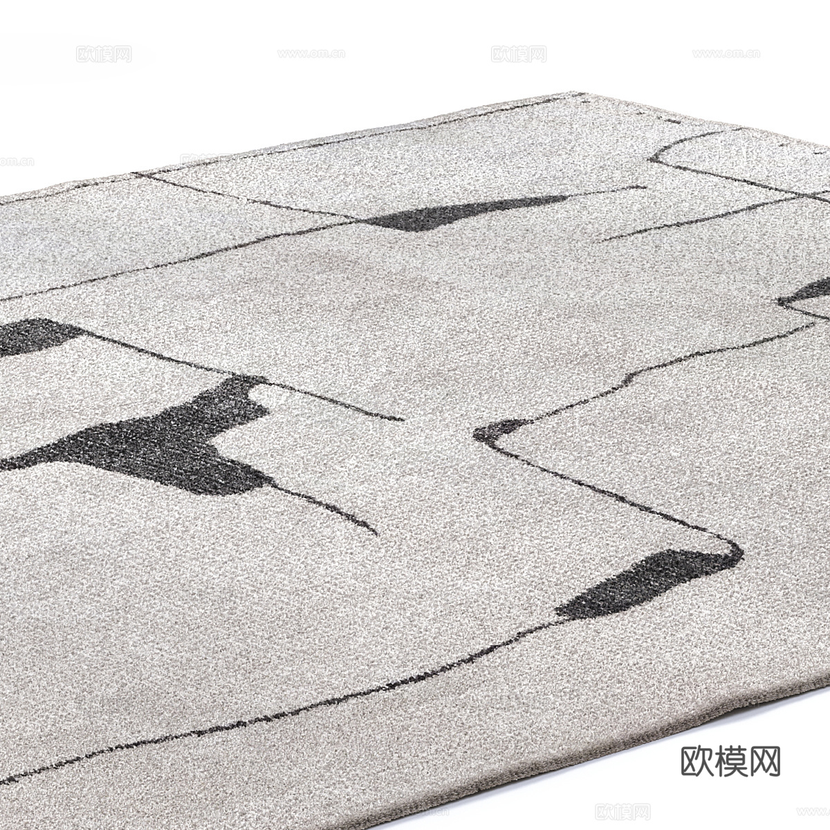 新中式布艺地毯3d模型