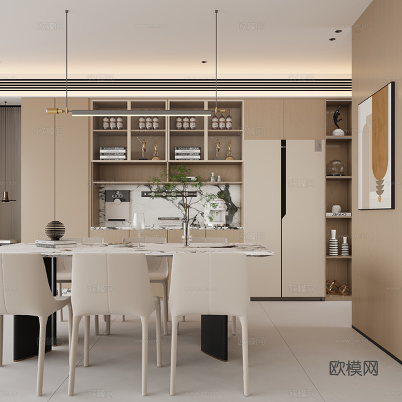 現(xiàn)代餐廳餐邊柜3d模型下載