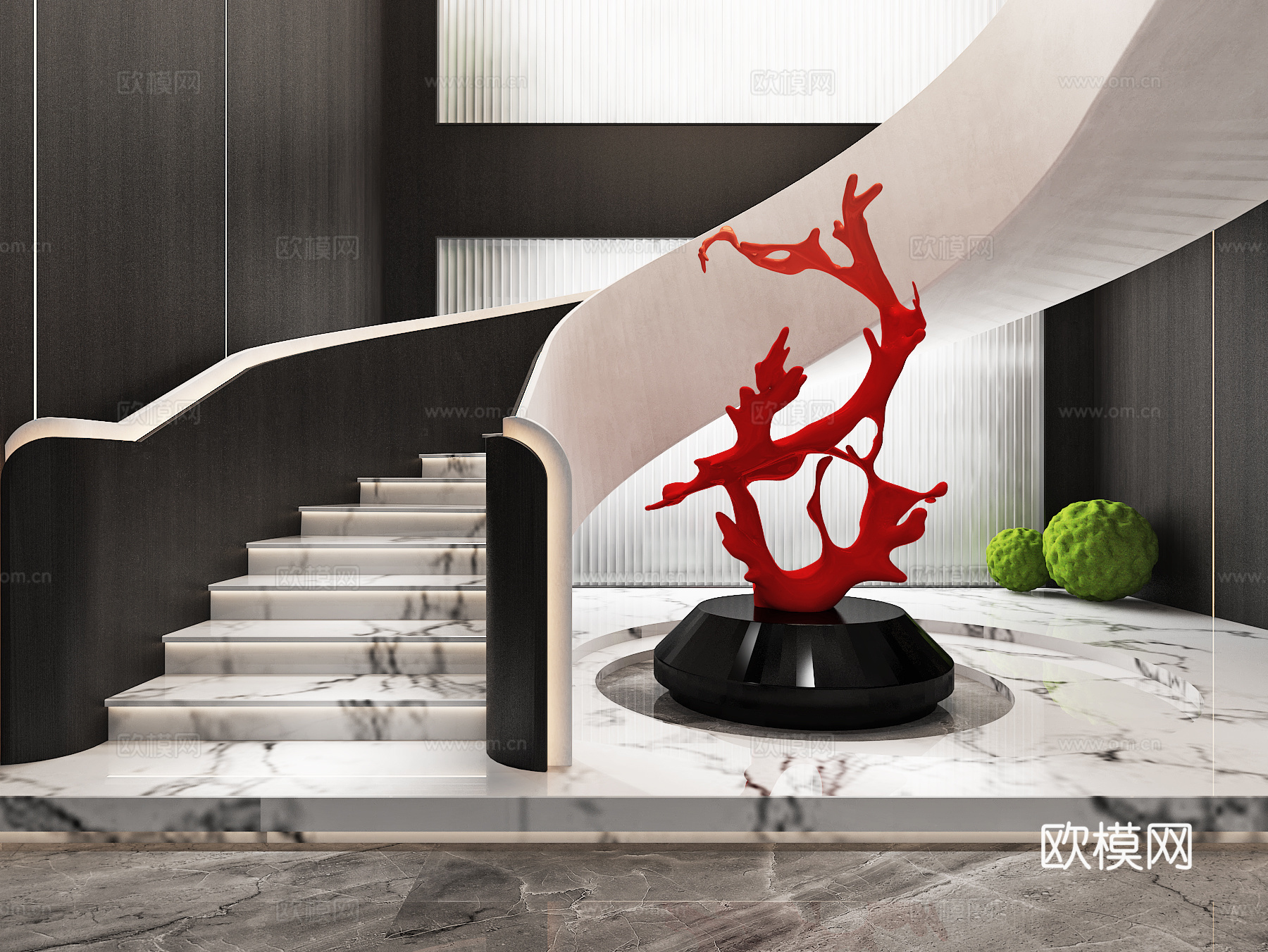 楼梯间 扶手 美陈 装置 雕塑 造景3d模型