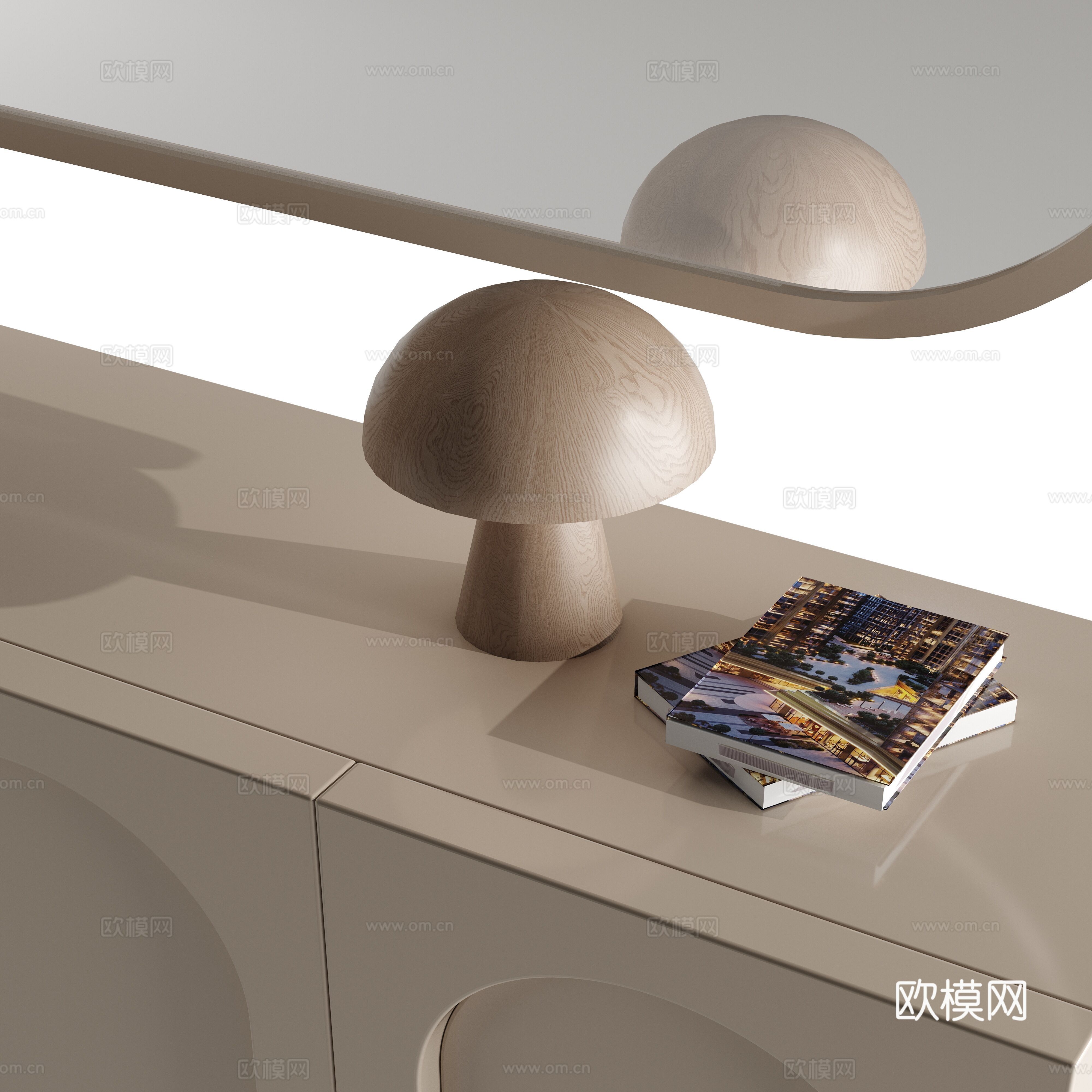 现代奶油侘寂电视柜3d模型
