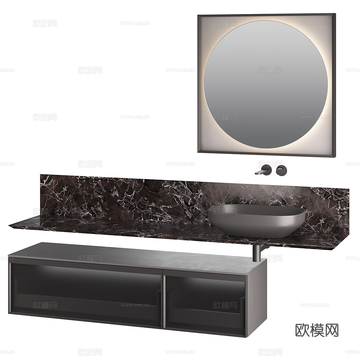 现代意式轻奢浴室柜3d模型