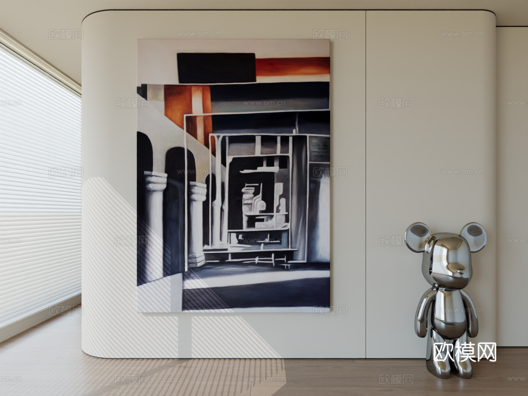 现代极简挂画抽象艺术挂画3d模型