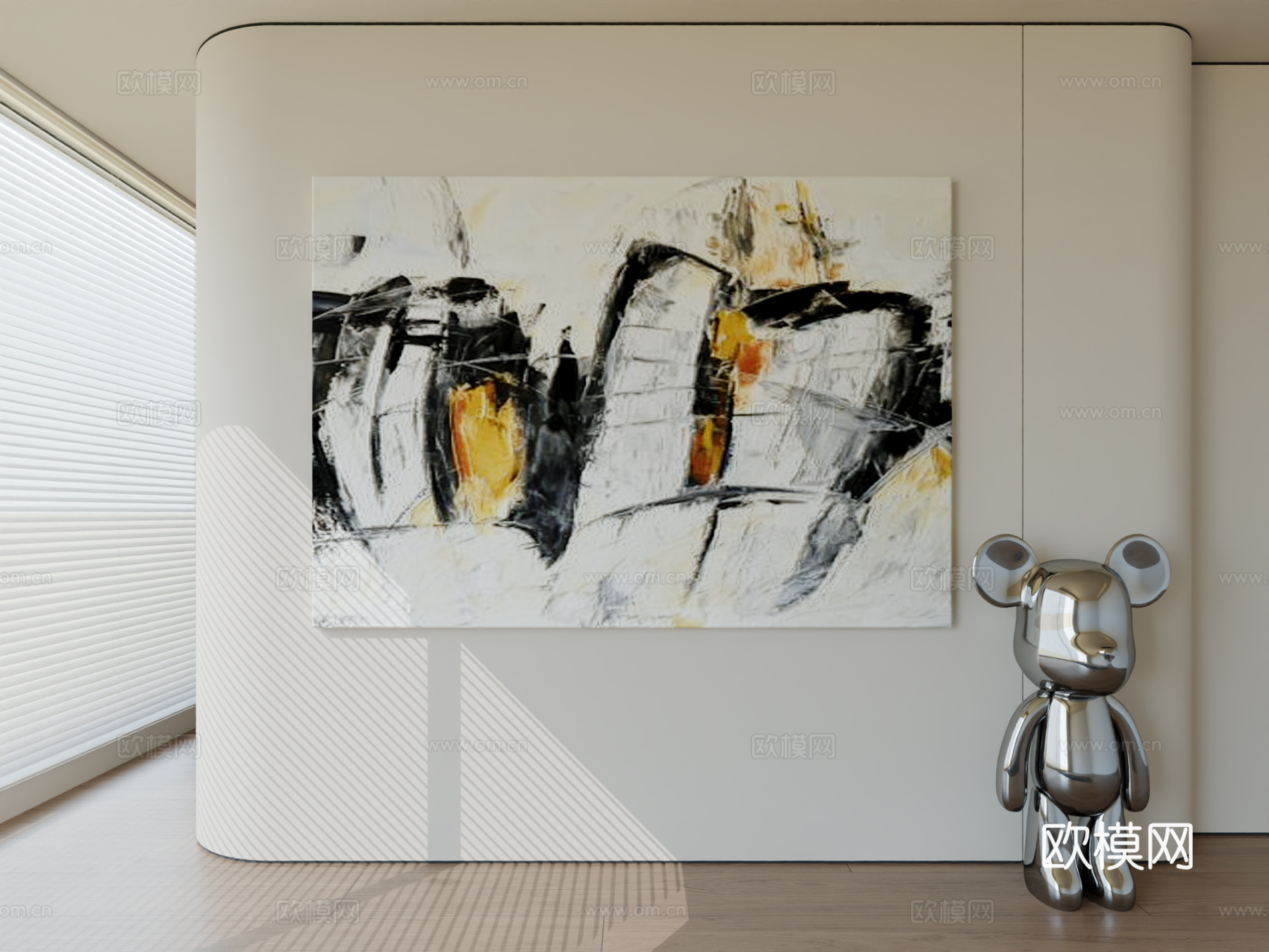 现代极简挂画抽象艺术挂画3d模型