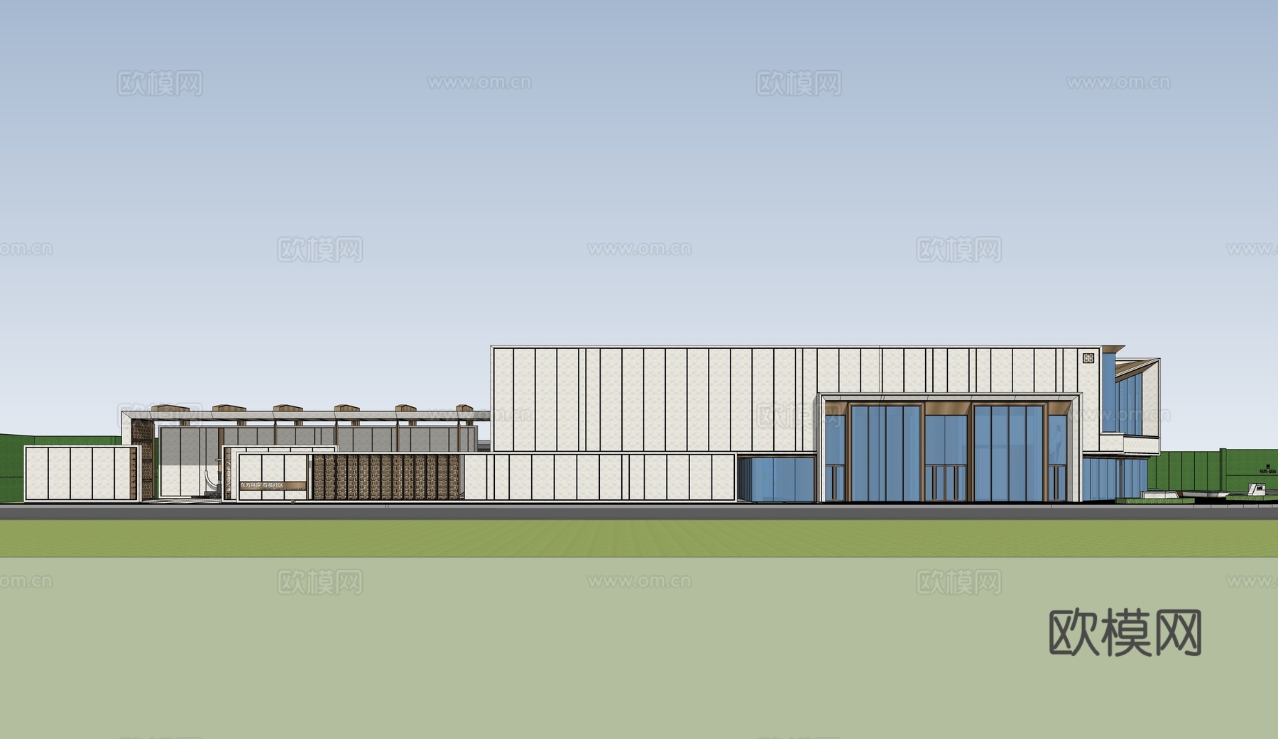 现代售楼处 售楼部景观 会所建筑 展馆建筑su模型
