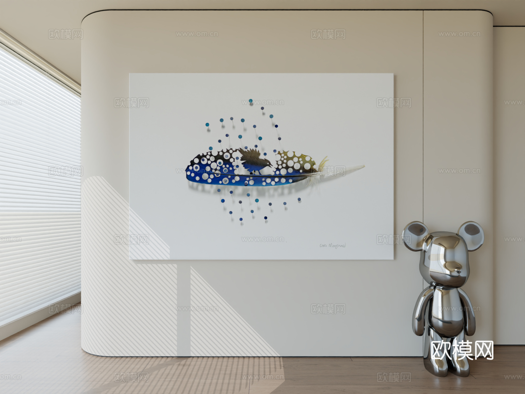 现代极简挂画抽象艺术挂画3d模型