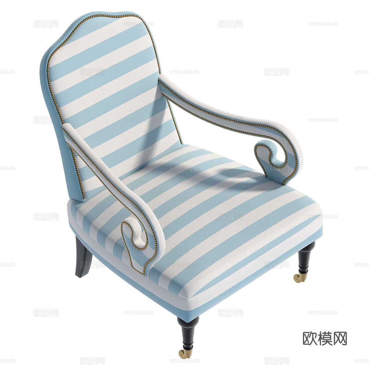 美式简约布艺扶手椅3d模型