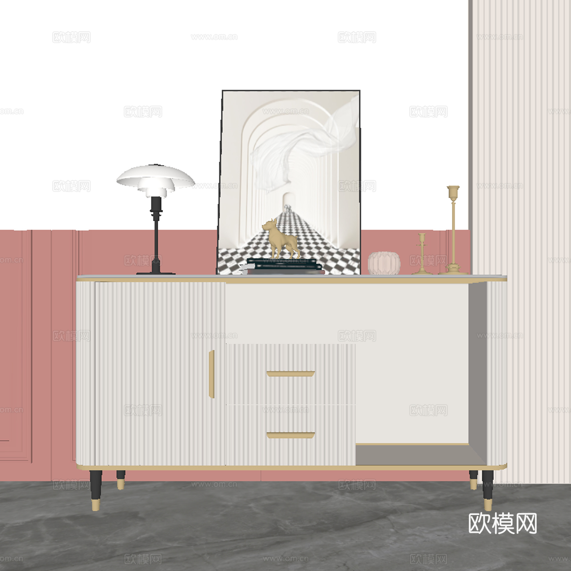 现代餐边柜 边柜su模型