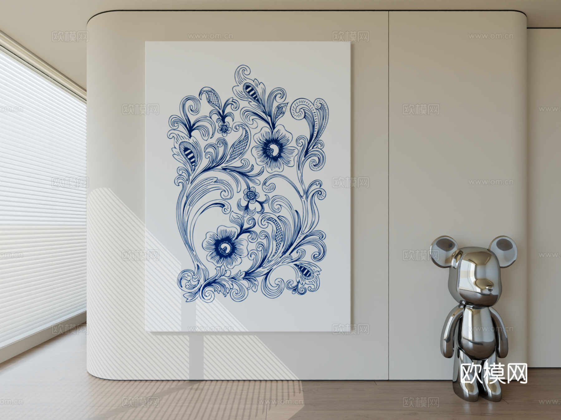 现代极简挂画抽象艺术挂画3d模型